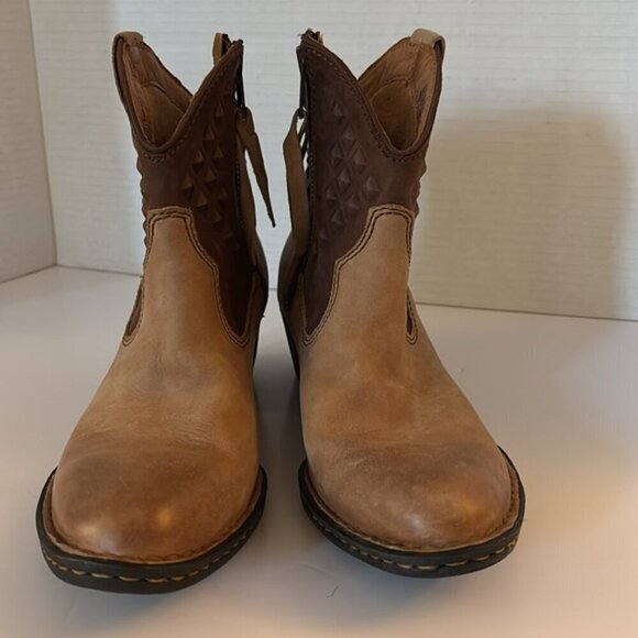 Born Damen Cowgirl Rodeo Beige Leather Zip Western Ankle Booties Women's size 6 - Picture 13 of 13
